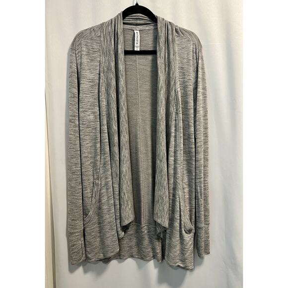Athleta | Open Front Heather Gray Cardigan Sweater Pockets Thumb Holes- Size S - Picture 1 of 6